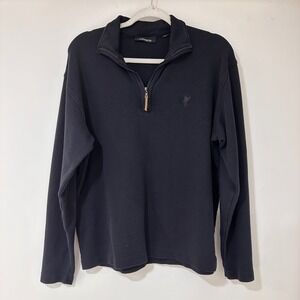 Ashworth Pima Cotton Quarter Zip Pullover Mens Medium Black Golf | Core/Classic